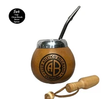 Argentine Soccer Logo Soccer Futbol -Yerba Mate With Straw Belgrano de Cordoba
