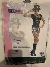 NWOT Secret Wishes Army Brat Costume Adult Size XS Romper Hat Belt Dog Tags