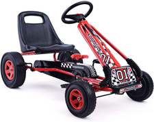 Go Kart for Kids, 4 Wheel Quad Off-Road Pedal on Foot Go Cart W/Steering Wheels