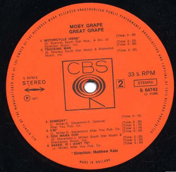MOBY GRAPE "GREAT GRAPE" ORIG HOLL 1971 EX/EX - Photo 4/4