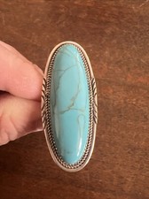 Native American Womens Navajo Blue Green Turquoise Wow Nice Large Ring Size 5 C