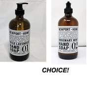 Newport Home and Body Co Hand Soap, Rosemary Mint or Wild Lavender, Glass Bottle