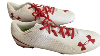 New W/Blemish Under Armour ClutchFit Nitro Low Football Shoes White Red Size 14