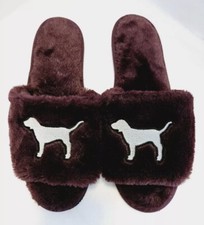 Victoria Secret PINK Plum Dog Logo Slippers Slides Women  s Size 7/8 M