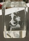 Crystal 3D Cozumel Paperweight With Dolphins Birds Island Trees Clouds and Sun — photo 2