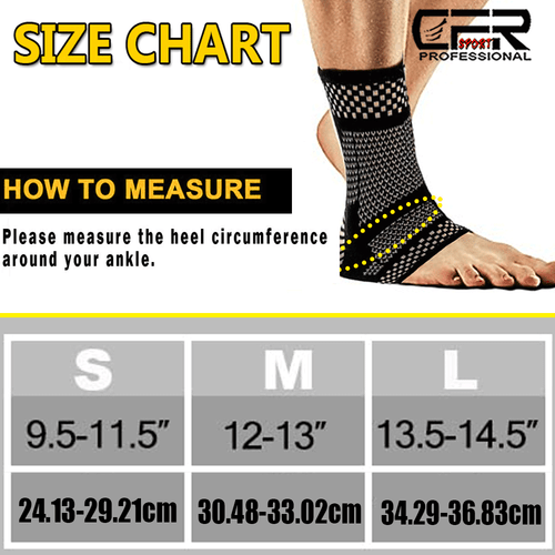 Copper Ankle Support Brace Plantar Fasciitis Compression Foot Joint Pain Sleeves - Picture 2 of 13