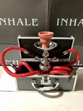 INHALE®️10 INCH 2 HOSE AVALANCHE  SMALL PUMPKIN HOOKAH IN A HARD SUITCASE(RED)