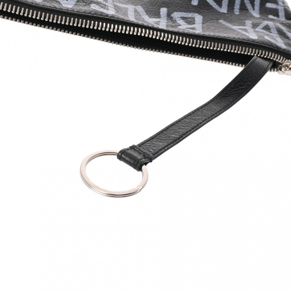Balenciaga Carry Clip M Graffiti Black 535532 Unisex Calf Clutch Bag A