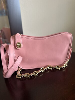 Coach Swinger leather bag with chain crossbody coral pink NWT | eBay