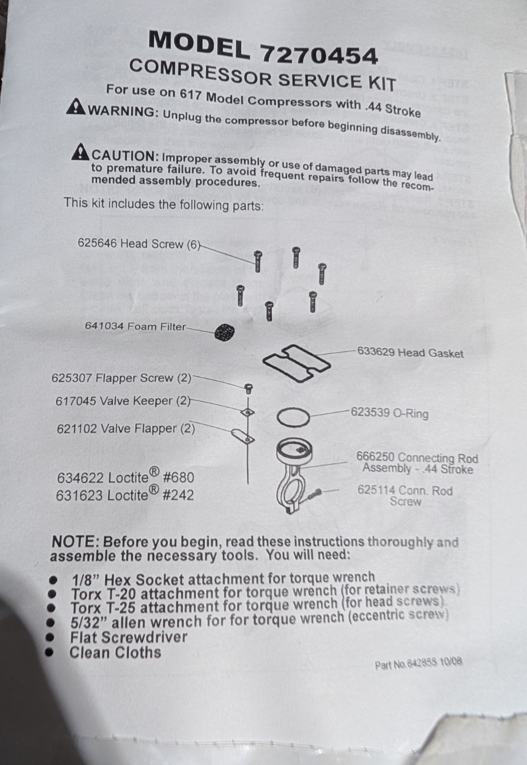 Pump Rebuild Kit Sk61732  617ca32 629 607 Fast Ship! !96
