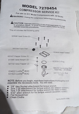 Thomas Compressor Pump Rebuild Kit SK61732  617CA32 629 607 FAST SHIP! !96