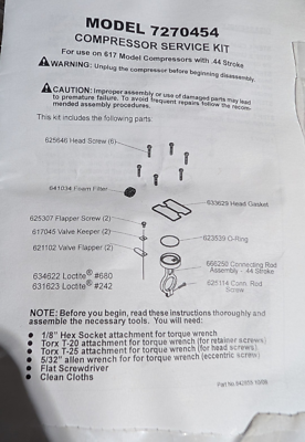#ad Thomas Compressor Pump Rebuild Kit SK61732 617CA32 629 607 FAST SHIP 96 $68.39