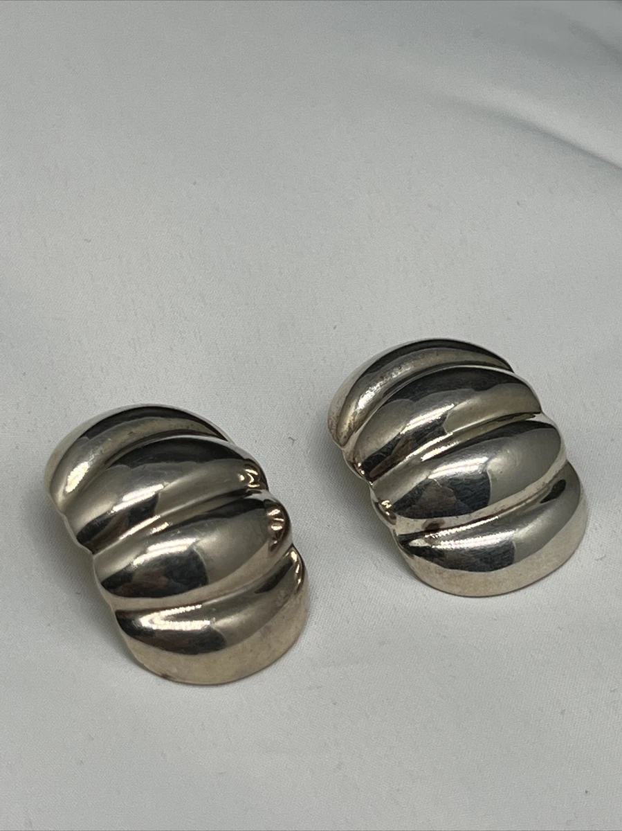 Vintage Signed 925 Sterling Silver Mexico Signed SU Clip Earrings