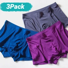 3Pack Men's Modal Breathable Underpants Solid Color Double Layer Boxer Shorts