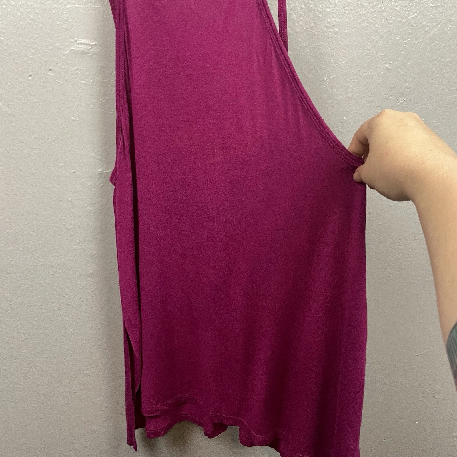 beyond-yoga cross back open back side slits drapey 