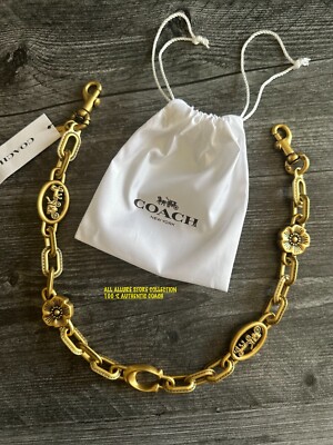 NWT COACH HORSE & CARRIAGE TEA ROSE CHAIN STRAP BRASS/BRASS CX180