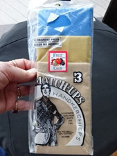 3 Fruit of the Loom Men's Vintage Handkerchiefs NOS Blue Beige Mustard