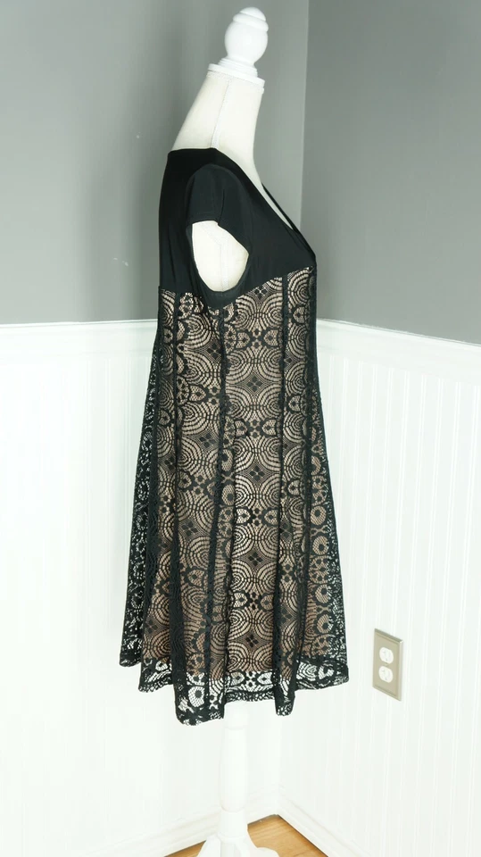 Vestido Vaina Madison Leigh 14 Beige Sin Forro Negro Encaje Hasta la Rodilla  Foto 2 de 4