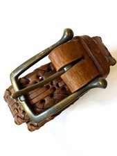 Vintage 70's Vaquero Brown Hand Tooled Leather Belt Made in Mexico Size S/M