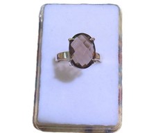 Rauchquarz facettiert Ring 925 Silber  13,2x9,8 mm Gr. 55 Nr. B10548