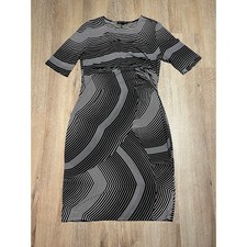 Banana Republic Black White Striped Midi Dress Career Casual Party