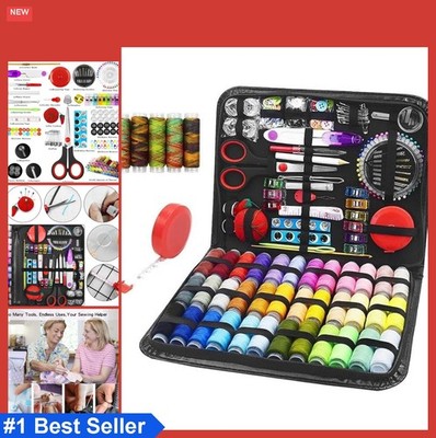 229 Piece Sewing Kit 41 Thread Spools Needles Scissors Tape Measure Buttons DIY