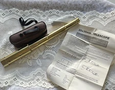 Vintage Brass Glass Nautical Extendable Barlow Telescope With Carrying Case