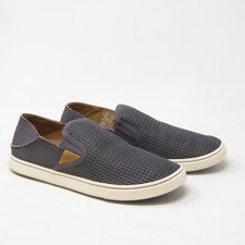 OluKai Womens Pehuea Slip On Shoes Charcoal Grey Mesh Size 8