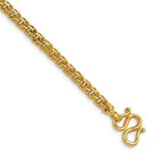 24k Yellow Gold Polished 4.4mm Solid Double Interlocking Curb Chain Necklace 24"