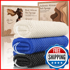 African Net Sponge Authentic 3PCS Gentle Exfoliating Body Scrubber Bath