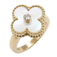 Van Cleef & Arpels Vintage Alhambra Ring 18KYG Diamond Mother of pearl Used #50