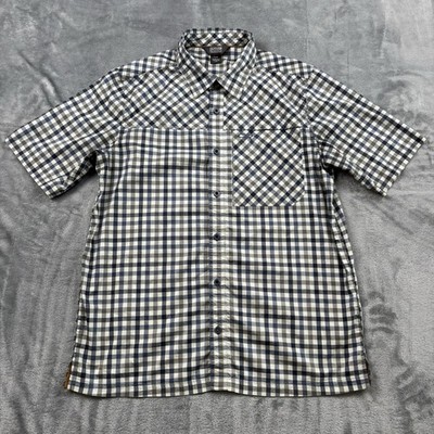 Outdoor Research Mens Discovery Short Sleeve Shirt Blue/Gray/White Plaid Large