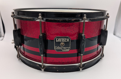 Gretsch Catalina Club Snare Drum 14x6.5 Mahogany Sparkle Red Rally Stripe