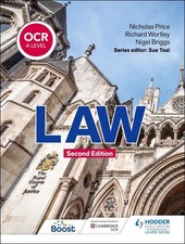 OCR A Level Law Second Edition by Richard Wortley Paperback Book