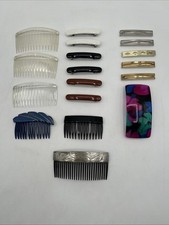 VTG Assorted Hair Side Combs  Barrettes Plastic/Metal France  Goody Lot of 18