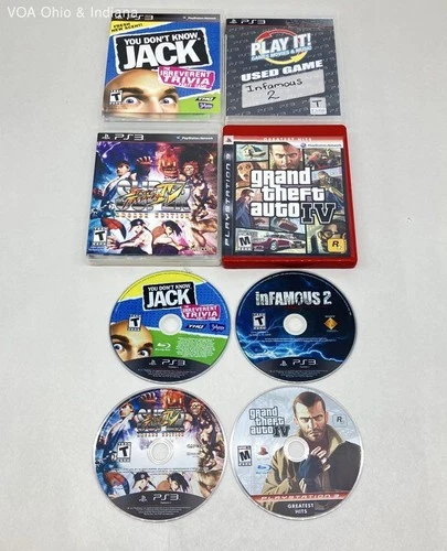Grand Theft Auto IV Super Street Fighter IV 4 PS3 Game Lot Infamous 2