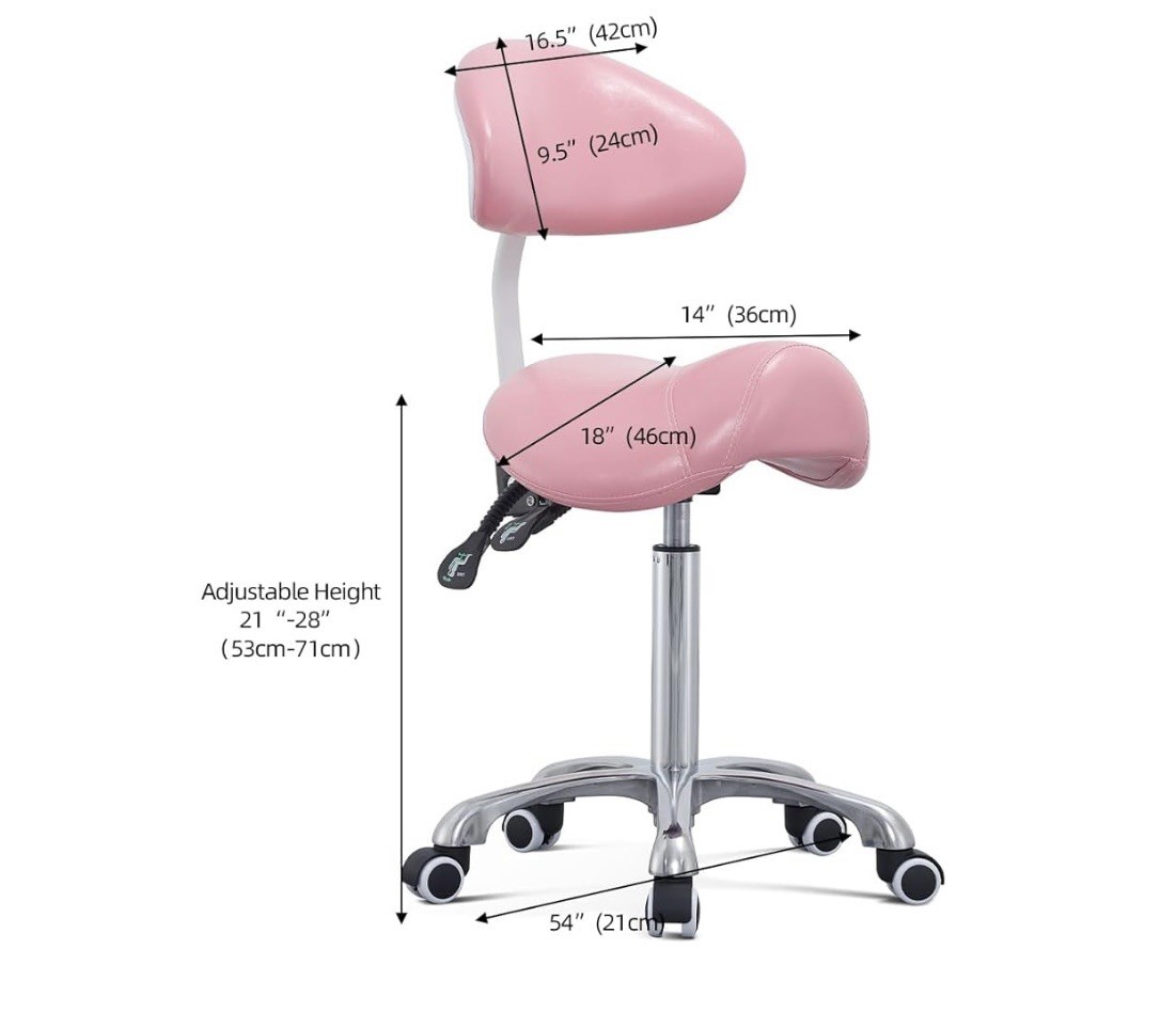 Saddle Stool Chair with Back Support Footrest, Heavy-Duty(350LBS), Hydraulic ...