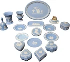 Wedgwood Pale Blue Jasperware Collection Vases Trinket Boxes Plates Lighter
