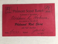 1949 Philmont Scout Ranch Philmont Red Shirt with Bull card award BSA Paperwork