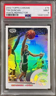 Tim Duncan PSA 9 - 2002 Topps Chrome #78 WHITE REFRACTOR/249 - HOF - Spurs