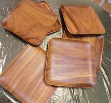 Acacia or Walnut Serving Trays,Vintage ,Mid C...