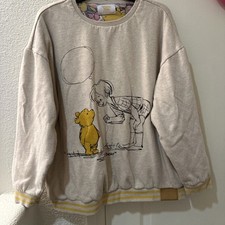Winnie The Pooh Sweatshirt Disney Women's Reversible AOP Tan Sz XL Vintage 90's