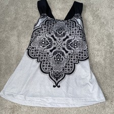 Prana Phoebe Tank Top Black Gray Floral Shelf Bra Medium