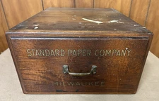 OBO Rare VTG Standard Paper Company Milwaukee WI Oak Wood Drawer