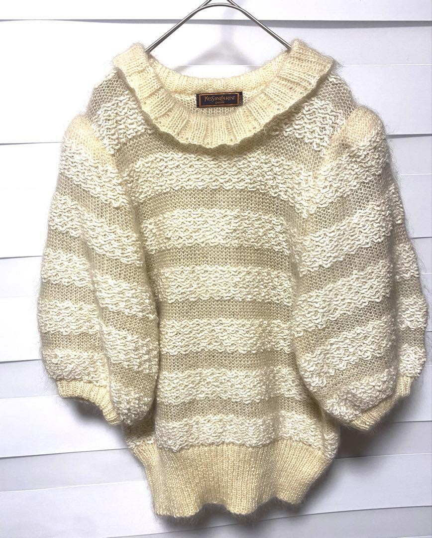 Autentico maglione maglia Yves Saint Laurent misto lana maniche a palloncino M donna