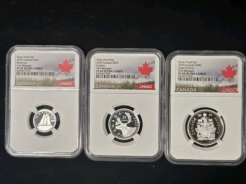 2025 Canada Silver Proof Set (3) NGC PF69 Ultra Cameo Dime Quarter  Half Dollar