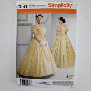 Simplicity 2881 Civil War Southern Belle Dress Gown Costume Pattern 16-24 Uncut