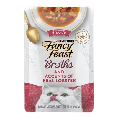 Purina Fancy Feast Broths Seafood Bisque & Lobster Wet Cat Food Topper 1.4 oz Po