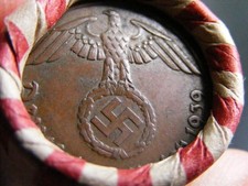 Wheat Cent Roll W/ SILVER DIME And NAZI Coin Showing on Ends