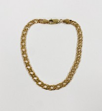 Solid 9ct (375) Yellow Gold Double Fancy Link Bracelet - 19cm Length - 4.9 Grams